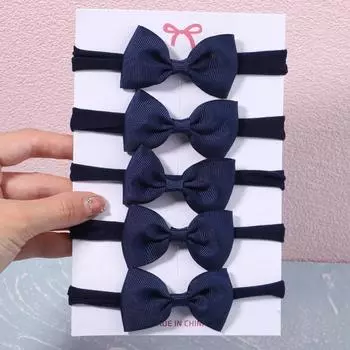 5/6 шт. Повязка на голову с бантом однотонного цвета для девочек, для малышей и детей, из грогреновой ленты, головной убор, резинки для волос, аксессуары для волос для младенцев