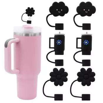 5/6 шт. симпатичных силиконовых крышек для трубочек, 10 мм, пылезащитная заглушка, креативный набор заглушек, не пропускающих жидкость жёлтый