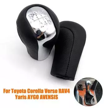 5/6 скоростной рычаг переключения передач, ручка для Toyota Corolla Verso RAV4 Yaris AYGO MT, ручка переключения передач автомобиля, хромированная искусственная кожа