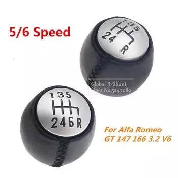 5 6-ступенчатая автомобильная автоматическая механическая ручка переключения передач из искусственной кожи, гандбольный круглый рычаг переключения передач 55347088 для Alfa Romeo GT 147 166 3.2 V6
