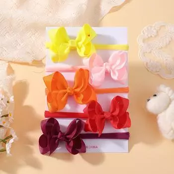 5/6Pcs Colorful Ribbon Bowknot Baby Girls Headband Elastic Headwear Soft Infant Kid Hair Accessories Sweet Children Set Gifts