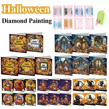 5/6Pcs Diamond Handmade Card Halloween Special Shape DIY Diamond Painting Card Handmade Gifts for Family Friends and Lover