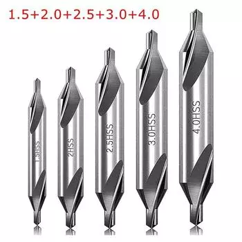 5/6Pcs Metal Combined Center Drills 60-Degree Angle Countersink Drill Lathe Metalworking 5pcs