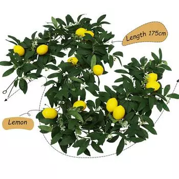 5.74Ft зеленая гирлянда виноградная лоза фруктовая гирлянда с лимоном и зелеными листьями весна-лето зеленая гирлянда для стены окна дома