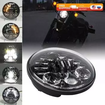 5,75-дюймовая светодиодная фара для мотоцикла, черная, Faro Moto Light, белые ангельские глазки для Dyna Sportster Softail 5 3/4 светодиодная фара для мотоцикла чёрный