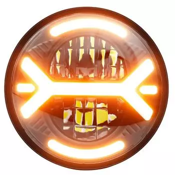 5,75-дюймовые круглые светодиодные фары для мотоцикла 200 Вт 20000 лм Высокая яркость 6000 К/3000 К дальний/ближний свет передняя фара IP67 водонепроницаемая чёрный