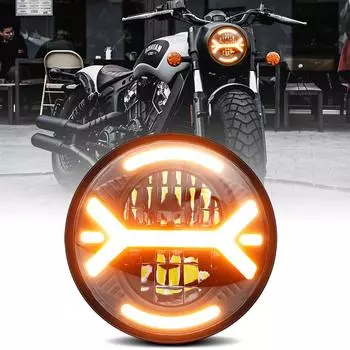 5,75-дюймовые круглые светодиодные фары для мотоцикла 200 Вт 20000 лм Высокая яркость 6000 К/3000 К дальний/ближний свет передняя фара IP67 водонепроницаемая чёрный