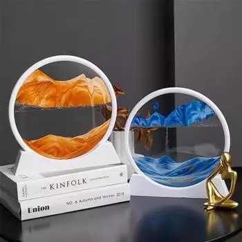 5/7/12 дюймов 3D движущийся песок на картине закругленное стекло глубокий морской песчаный пейзаж зыбучий песок ремесло креативный песочные часы живопись офисный декор 5 inch (15x16cm)