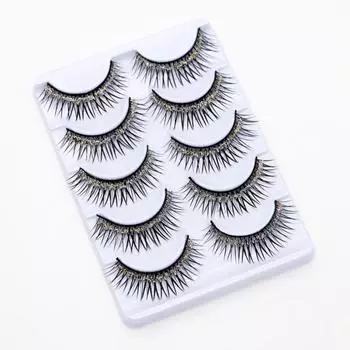 5/7/8/10/20 пар блестящих 3D красочных длинных толстых блестящих искусственных ресниц 5 Pairs чёрный