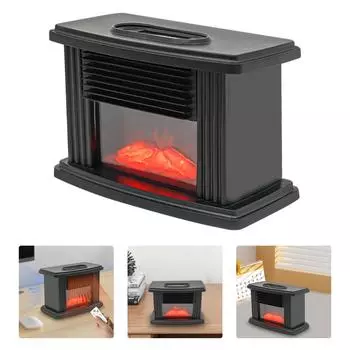 5,7-дюймовая отдельно стоящая электрическая печь-камин с реалистичным 3D-эффектом танцующего пламени, 1 кВт, быстронагревающаяся мини-печь чёрный