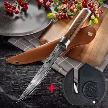 5,7-дюймовый удлиненный нож из нержавеющей стали для нарезки фруктов, нож для обвалки с крышкой ножа