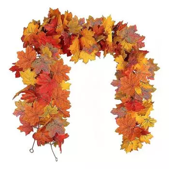 - 5.7FT Fake Artificial Maple Leaf Garland Hanging Vine for Thanksgiving (A)
