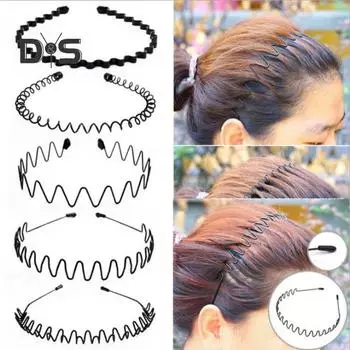 5/8/10 шт. черные металлические повязки на голову унисекс весенние волнистые повязки на голову нескользящие спортивные обручи для волос для мужчин и женщин фитнес повседневная одежда 5pcs