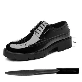 5 8 10cm Heel Designer Platform Cow Leather Brogue Men s Shoes Fashion Soft Sole Spring Autumn Business Formal Shoes for Men 37