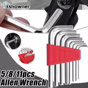 5/8/11 шт. шестигранный ключ, метрический ключ, дюймовый ключ, размер L, шестигранный ключ, набор инструментов с короткой рукояткой, легко носить с собой в кармане 5pcs Metric short