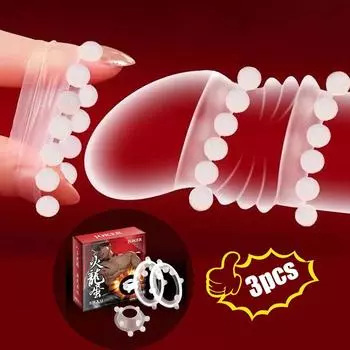 5/8/12 Bead Penis Ring Delay Ejaculation Scrotum Lock Ring G-point Clitoral Stimulate Cock Ring Sex Toys Adults Product for Men 3Pcs/Set