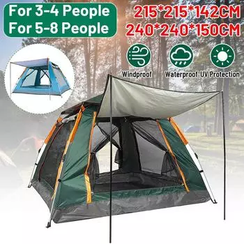 5-8 человек водонепроницаемая автоматическая уличная палатка для кемпинга четырехдверная двухслойная палатка уличная водонепроницаемая standard зелёный