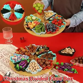 5/8 Grid Christmas tree fruit plate Christmas home dry fruit plate snack plate fruit plate living room creative high value
