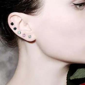 5/8 пар сережек-гвоздиков унисекс из нержавеющей стали с кубическим цирконием для взрослых, серьги-гвоздики со спиральной застежкой для клуба, вечеринки, поездок на работу B