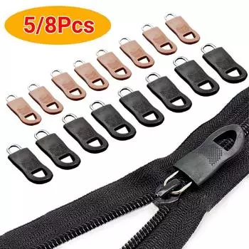 5/8 шт. универсальный съемник для застежки-молнии, сменный слайдер для застежки-молнии, фиксатор бирки, ремонтная молния для шитья одежды, дорожной сумки, палатки, рюкзака 5Pcs L чёрный