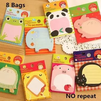 5/8 сумки, мультяшная наклейка, закладка в форме животного, стикер для заметок, блокнот для заметок, цвет книги, случайный цвет 5 pcs