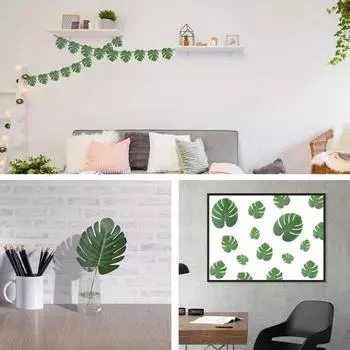 5-8 видов искусственных пальмовых листьев, большие и маленькие зеленые искусственные пальмовые листья со стеблями для сафари, джунглей, гавайских луау, декора стола для вечеринки, свадьбы, дня рождения 21 Pcs