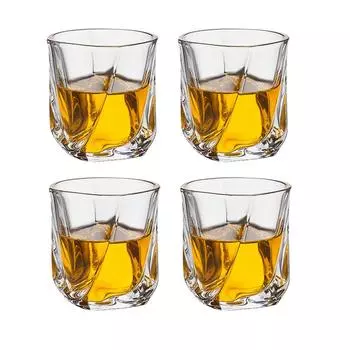 5.8oz/6oz Изысканная стеклянная посуда Роскошный бокал для виски Зарубежный бокал для вина Прозрачные коктейльные стаканы для шотландского бурбона Барные аксессуары 4pcs