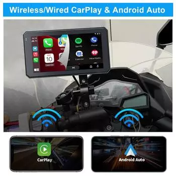 5,98-дюймовый экран для мотоцикла Беспроводная Carplay Android Auto Портативная GPS-навигация Motobike CarPlay IPX7 Водонепроницаемость чёрный
