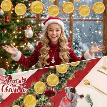 5.9 футов Рождественская гирлянда Долька апельсина Деревянные бусины Гирлянда Декор Гирлянда DIY Главная Свадебная елка B B3X9 1.8M-1pcs