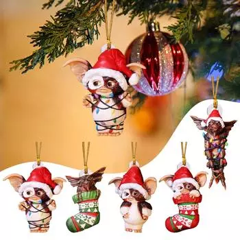 5 Acrylic Christmas Tree Pendants in the shape of Santa Claus Hat, hanging Figurine, decoration, Christmas decor