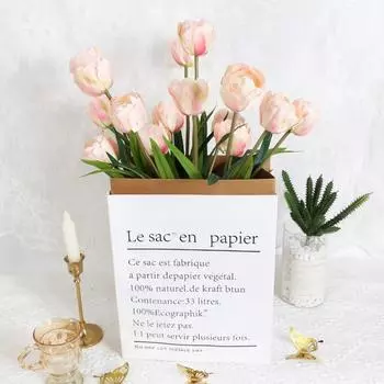 5 букетов цветов 15 головок искусственных тюльпанов цветы поддельные настоящие тюльпаны для свадебных композиций центральные украшения для дома белый