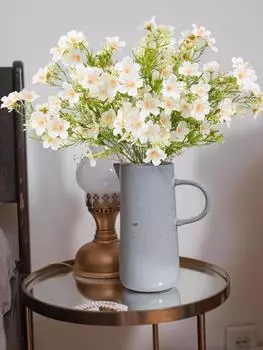 5 букетов Искусственные цветы детского дыхания Настоящие шелковые искусственные цветы для дома в помещении на открытом воздухе Свадебная вечеринка DIY Цветочная композиция Украшение стола белый