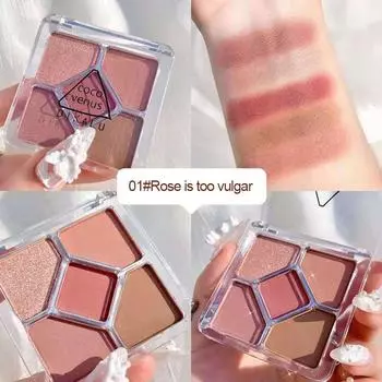 5-цветная палитра теней для век, легко окрашиваемая, матовая, перламутровая, блестящая, для макияжа теней для век