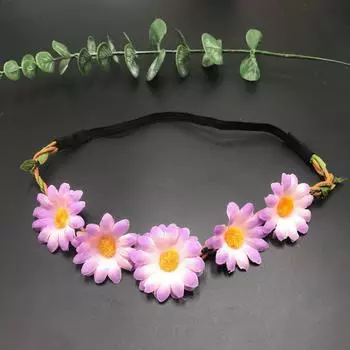 5 Цветочный венок из ромашек, повязка на голову в виде цветка солнца, повязка на голову в виде соломенной шляпы для отдыха на пляже в стиле Ванпин