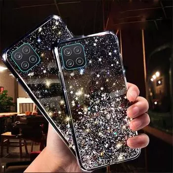 5 цветов Bling Star Girl Блестящий чехол с бриллиантами для Samsung Galaxy A13 5G A03S M52 5G A52S M22 M32 M12 A72 A52 A32 A22 A12 S20 S21 FE Ultra Plus Чехол S21 Plus чёрный