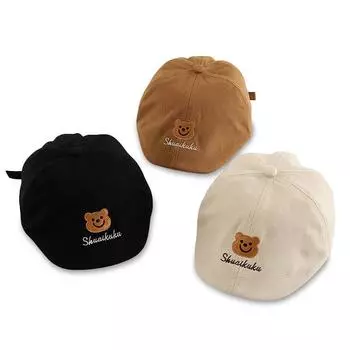 5 цветов, детская шапка с медведем для девочек и мальчиков, винтажные хлопковые детские береты, регулируемая шапка для малышей, От 1 до 3 лет 47-50cm чёрный