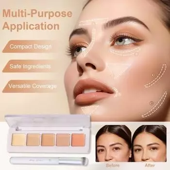 5 цветов корректирующий цвет консилер палитра акне пятна темные круги стойкий водостойкий полное покрытие увлажняющий матовый макияж лица контур A