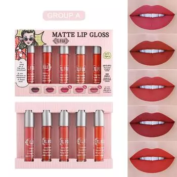 5 цветов матовый блеск для губ жидкая помада набор увлажняющий стойкий оттенок бальзам для губ глазурь макияж Cos 30PCS / bag B payment