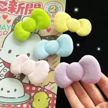 5 цветов плюшевая заколка для волос с бантом милая мультяшная конфетная цветная заколка для волос головной убор милое украшение для волос красочные модные аксессуары для волос розовый