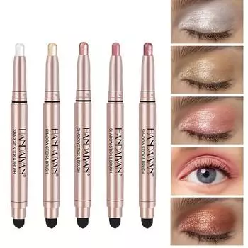 5 цветов, яркие тени для век, блестящие тени для век, ручка с ручкой шелкопряда, жемчуг, чтобы осветлить тени для век