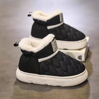 5 цветов, толстые и флисовые детские зимние ботинки, осенние и зимние, мягкие подошвы, для мальчиков и девочек, хлопковые туфли на каблуке-мешке, домашняя обувь, размер 28-37 28 фиолетовый