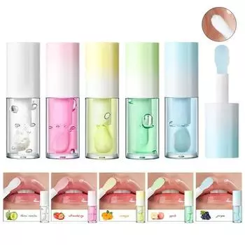 5 цветов увлажняющий фруктовый конфетный блеск для губ - перламутровый блестящий зеркальный нюдовый блеск для губ с натуральным маслом для губ Подарки на День святого Валентина