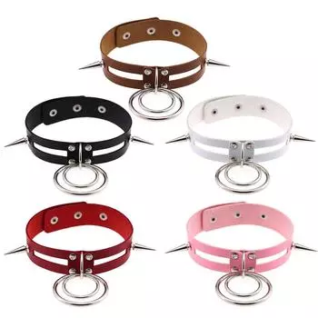 5 цветов в стиле панк преувеличенные сплавы с заклепками из искусственной кожи ключицы цепи женское ожерелье White