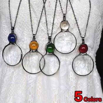 5 цветов, винтажное ожерелье с увеличительным стеклом, персонализированное увеличительное ожерелье с подвеской, 10-кратная лупа для чтения для пожилых людей красный