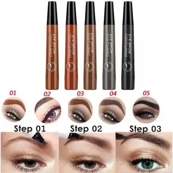 5 цветов жидкий карандаш для бровей водостойкий карандаш для бровей 4 кончика вилки тонкий эскиз татуировки бровей цветная ручка жидкая водная ручка для бровей