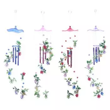 5 # цветы колокольчики художественные поделки 4 металлические трубки садовые трубки колокольчик домашнее украшение красный