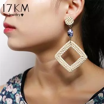 5 дизайнов ручной работы квадратный кулон из ротанга с подвеской висячие серьги полые эффектные женские вечерние подарки