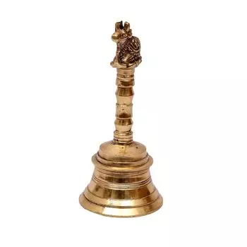 5 дюймов Nandi Design Brass Pooja Hand Bell, Ghanti для Pooja Aarti, Brass Temple Bell, Подвесные колокольчики для домашнего храма, Последние