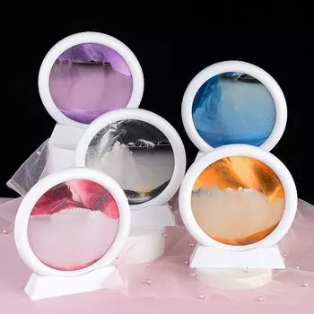 5-дюймовая 3D движущаяся песчаная художественная картина песочные часы ручной работы стекло глубокий морской песчаный пейзаж зыбучие пески песочные часы текучая картина домашний декор