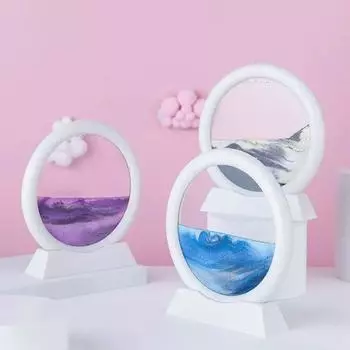5-дюймовая 3D-живопись с движущимся песком, песочные часы, глубоководный песчаный пейзаж, креативные круглые стеклянные песочные часы ручной работы, украшения для дома, подарки
